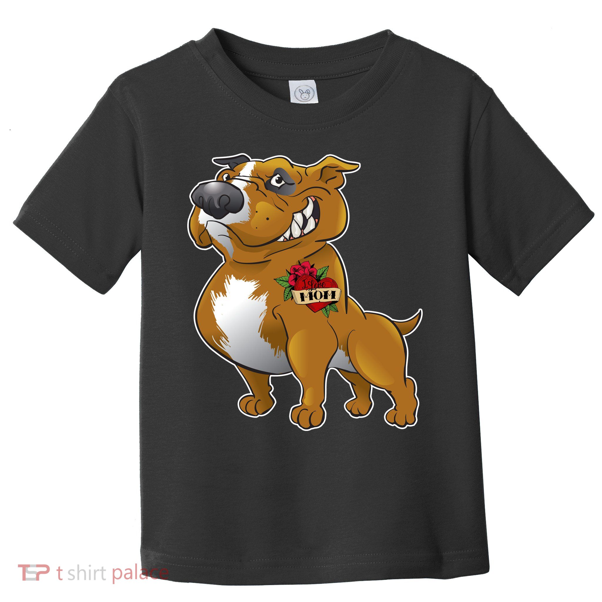 Brown Pitbull I Love Mom Toddler T-Shirt