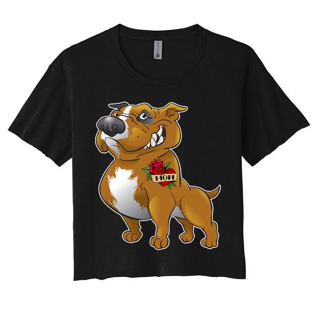 Brown Pitbull I Love Mom Crop Top