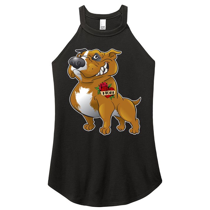 Brown Pitbull I Love Mom Women's Perfect Tri Rocker Tank