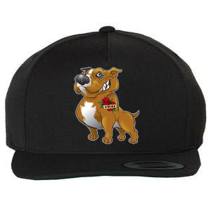 Brown Pitbull I Love Mom Wool Snapback Cap