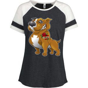 Brown Pitbull I Love Mom Enza Ladies Jersey Colorblock Tee