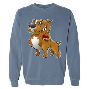 Brown Pitbull I Love Mom Garment-Dyed Sweatshirt