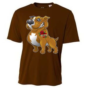 Brown Pitbull I Love Mom Cooling Performance Crew T-Shirt