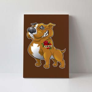 Brown Pitbull I Love Mom Canvas