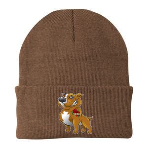 Brown Pitbull I Love Mom Knit Cap Winter Beanie