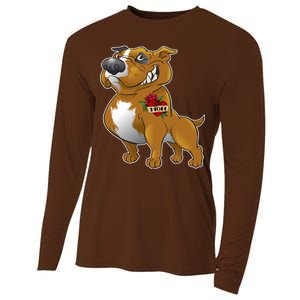 Brown Pitbull I Love Mom Cooling Performance Long Sleeve Crew