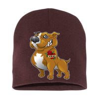 Brown Pitbull I Love Mom Short Acrylic Beanie