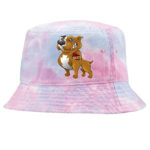 Brown Pitbull I Love Mom Tie-Dyed Bucket Hat