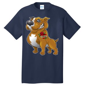 Brown Pitbull I Love Mom Tall T-Shirt