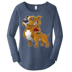 Brown Pitbull I Love Mom Women's Perfect Tri Tunic Long Sleeve Shirt