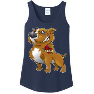 Brown Pitbull I Love Mom Ladies Essential Tank