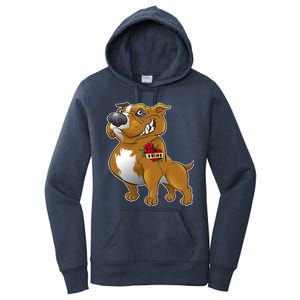 Brown Pitbull I Love Mom Women's Pullover Hoodie