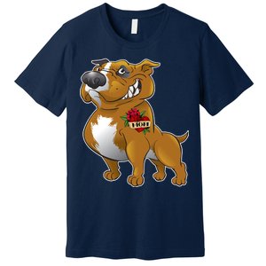 Brown Pitbull I Love Mom Premium T-Shirt