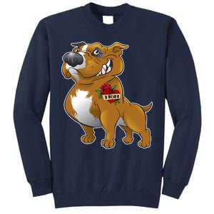 Brown Pitbull I Love Mom Tall Sweatshirt