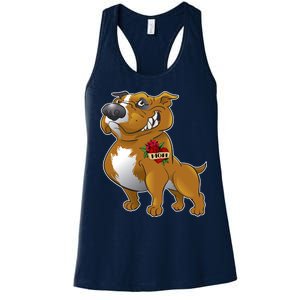 Brown Pitbull I Love Mom Women's Racerback Tank