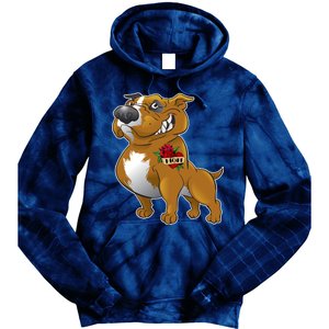 Brown Pitbull I Love Mom Tie Dye Hoodie