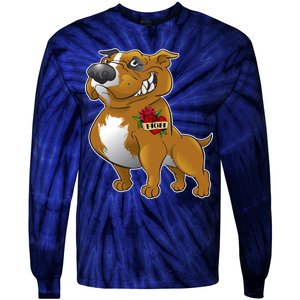 Brown Pitbull I Love Mom Tie-Dye Long Sleeve Shirt