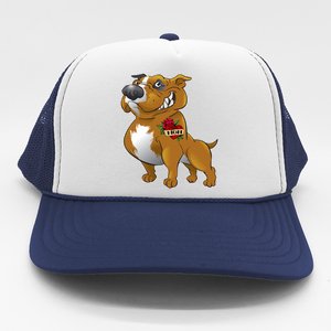 Brown Pitbull I Love Mom Trucker Hat