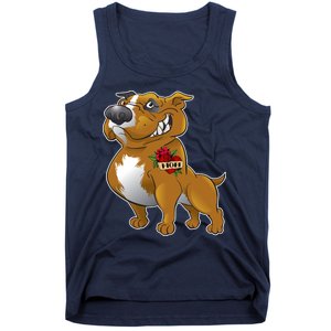 Brown Pitbull I Love Mom Tank Top