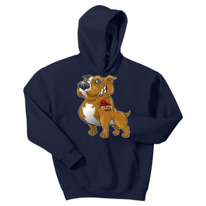 Brown Pitbull I Love Mom Kids Hoodie