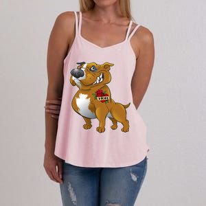 Brown Pitbull I Love Mom Women's Strappy Tank