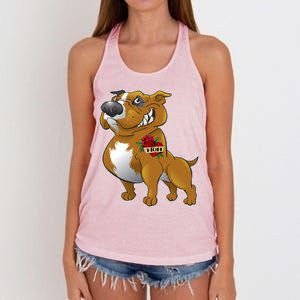 Brown Pitbull I Love Mom Women's Knotted Racerback Tank