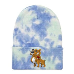 Brown Pitbull I Love Mom Tie Dye 12in Knit Beanie