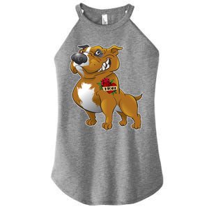 Brown Pitbull I Love Mom Women's Perfect Tri Rocker Tank