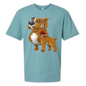 Brown Pitbull I Love Mom Sueded Cloud Jersey T-Shirt