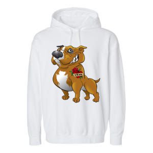 Brown Pitbull I Love Mom Garment-Dyed Fleece Hoodie