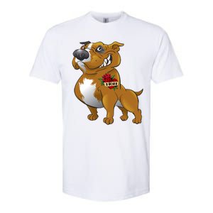 Brown Pitbull I Love Mom Softstyle CVC T-Shirt