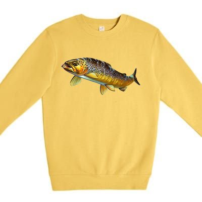 Brown Trout Fish with Fly Premium Crewneck Sweatshirt