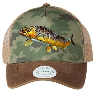 Brown Trout Fish with Fly Legacy Tie Dye Trucker Hat