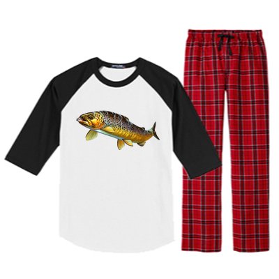 Brown Trout Fish with Fly Raglan Sleeve Pajama Set