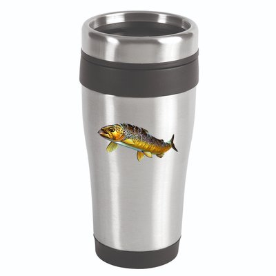 Brown Trout Fish with Fly 16oz Travel Tumbler