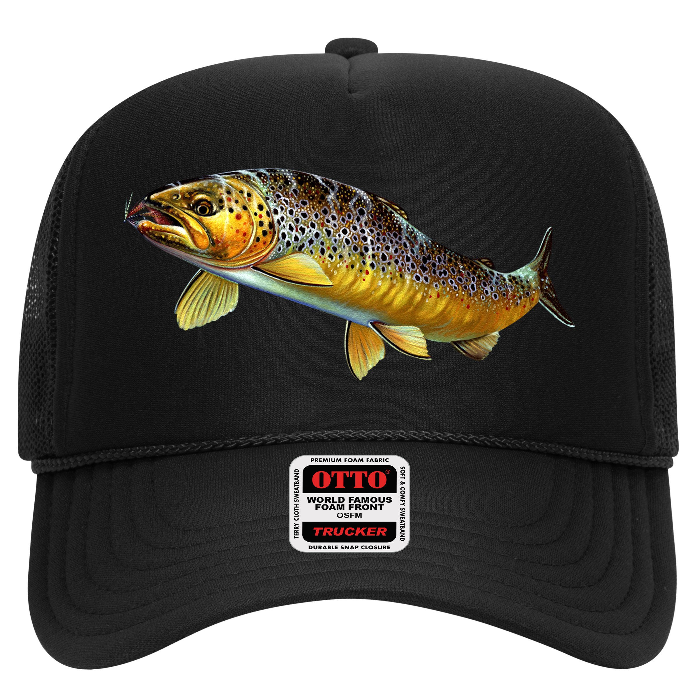 Brown Trout Fish with Fly Hat
