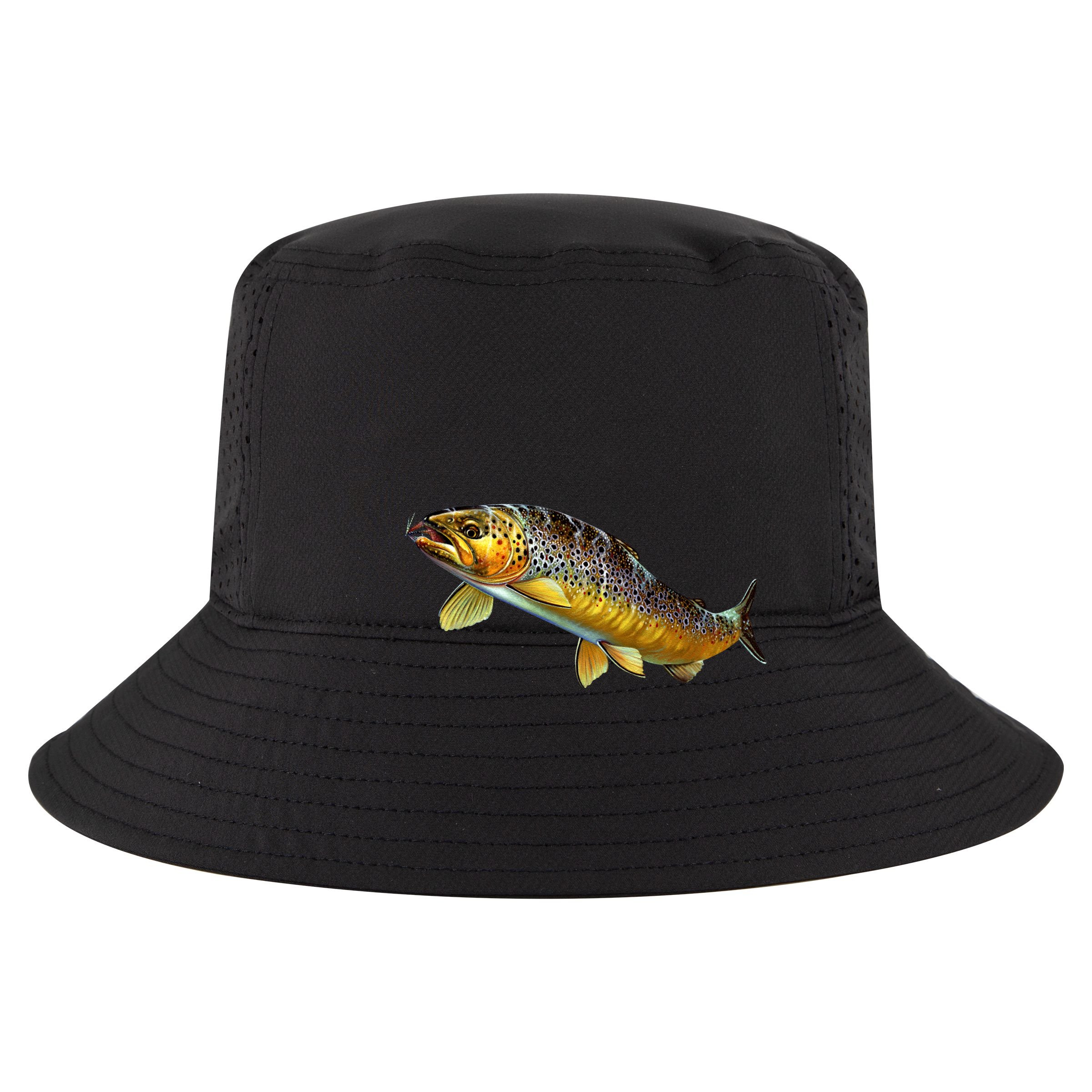 Brown Trout Fish with Fly Cropped Pullover Crew