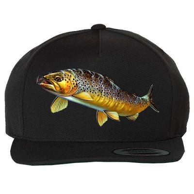 Brown Trout Fish with Fly Wool Snapback Cap