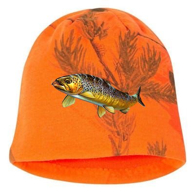 Brown Trout Fish with Fly Kati - Camo Knit Beanie