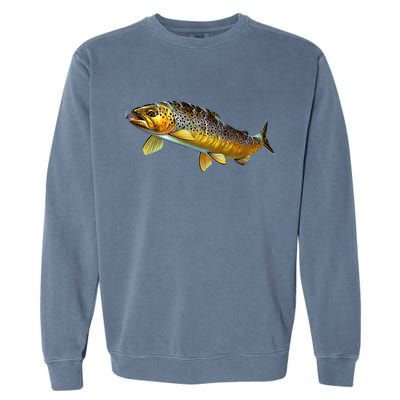 Brown Trout Fish with Fly Garment-Dyed Sweatshirt