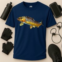 Brown Trout Fish with Fly Cooling Performance Crew T-Shirt