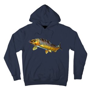 Brown Trout Fish with Fly Hoodie