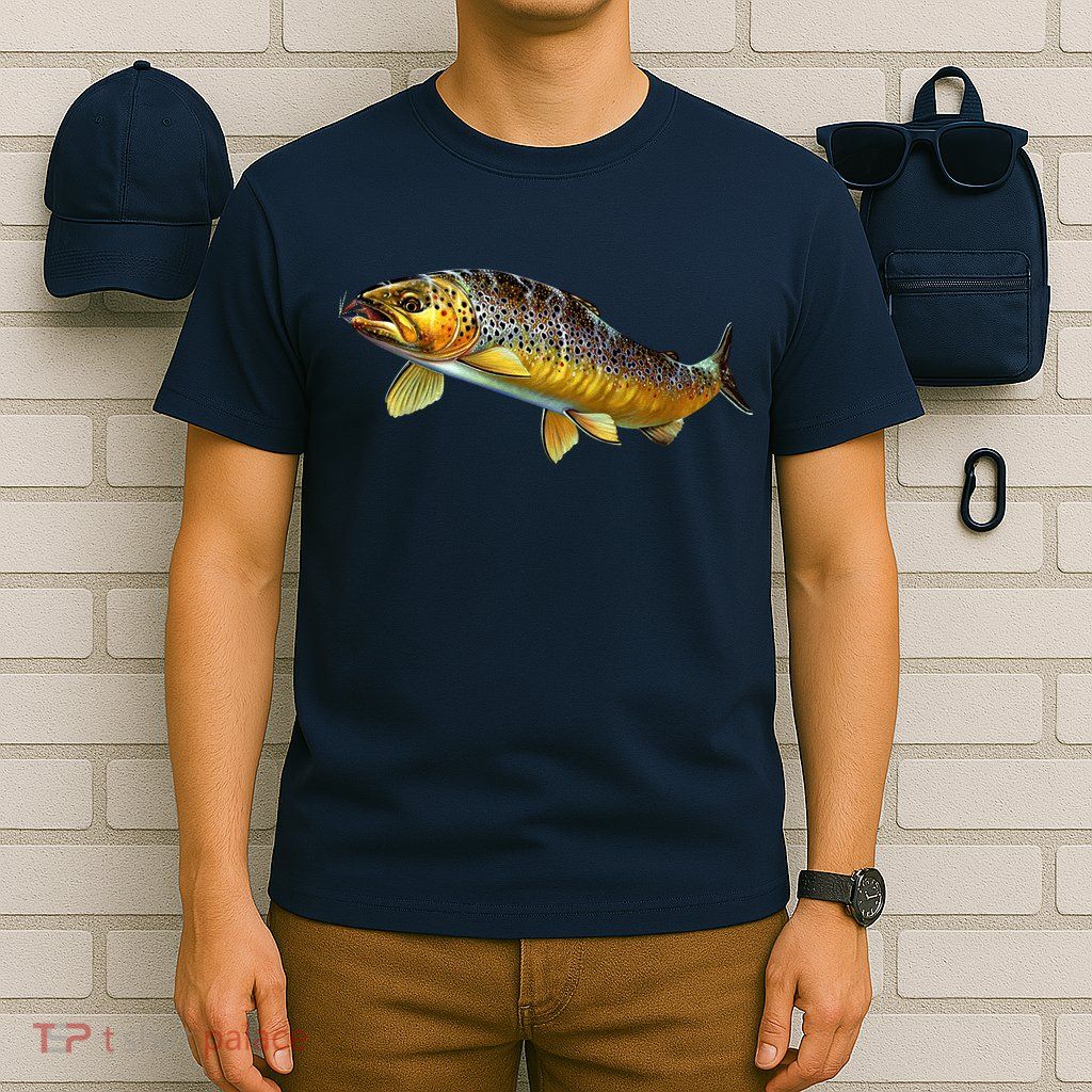 Brown Trout Fish with Fly T-Shirt