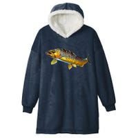 Brown Trout Fish with Fly Hooded Wearable Blanket