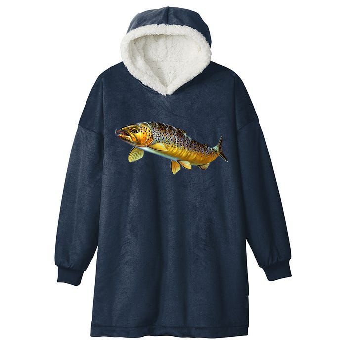 Brown Trout Fish with Fly Hooded Wearable Blanket