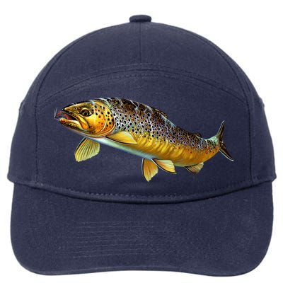 Brown Trout Fish with Fly 7-Panel Snapback Hat