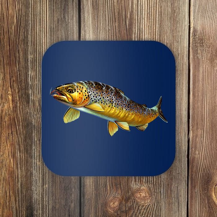 Brown Trout Fish with Fly Coaster