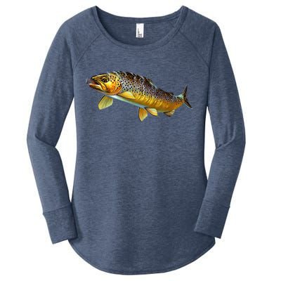 Brown Trout Fish with Fly Women's Perfect Tri Tunic Long Sleeve Shirt