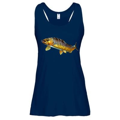 Brown Trout Fish with Fly Ladies Essential Flowy Tank