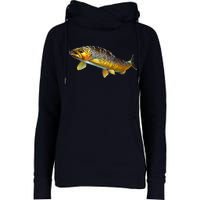 Brown Trout Fish with Fly Womens Funnel Neck Pullover Hood